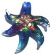 1 42mm Sapphire with Gold/Green/Pink Foil Lampwork Starfish Pendant